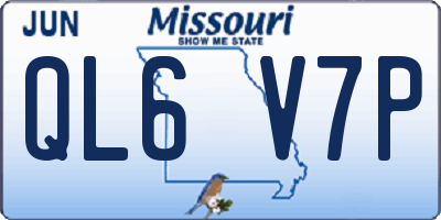 MO license plate QL6V7P