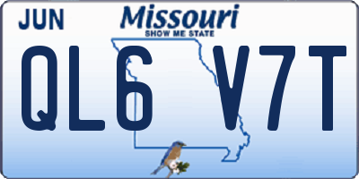 MO license plate QL6V7T