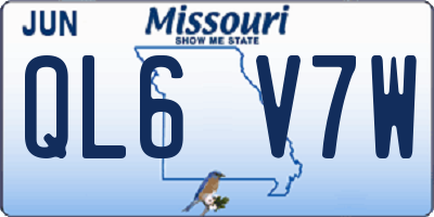 MO license plate QL6V7W