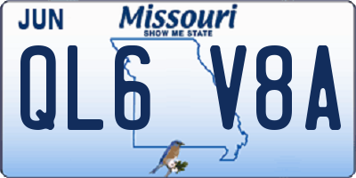 MO license plate QL6V8A