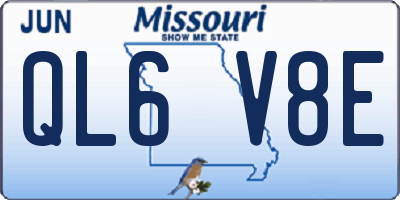 MO license plate QL6V8E
