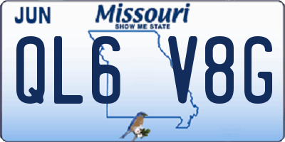 MO license plate QL6V8G