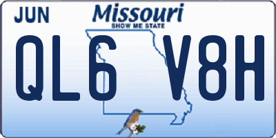MO license plate QL6V8H