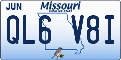 MO license plate QL6V8I