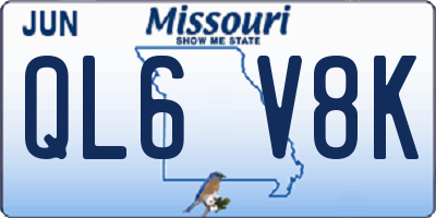 MO license plate QL6V8K