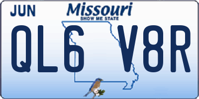 MO license plate QL6V8R