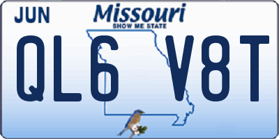MO license plate QL6V8T