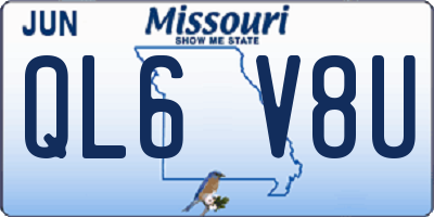 MO license plate QL6V8U