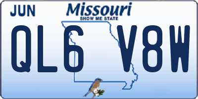 MO license plate QL6V8W