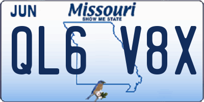 MO license plate QL6V8X