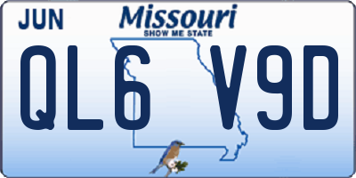 MO license plate QL6V9D