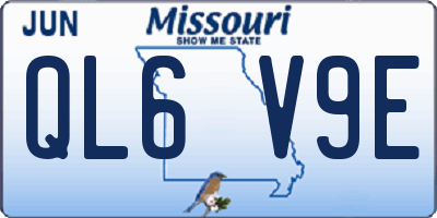 MO license plate QL6V9E