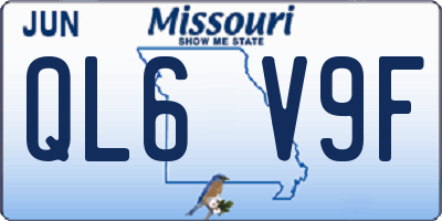 MO license plate QL6V9F
