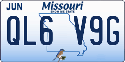 MO license plate QL6V9G