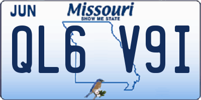 MO license plate QL6V9I