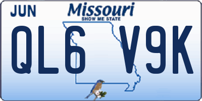 MO license plate QL6V9K