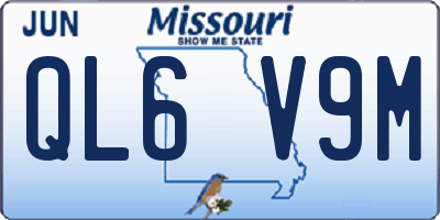 MO license plate QL6V9M