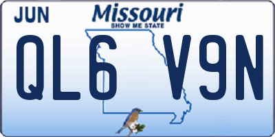 MO license plate QL6V9N