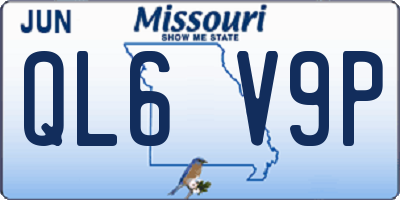 MO license plate QL6V9P
