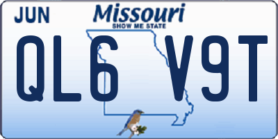 MO license plate QL6V9T