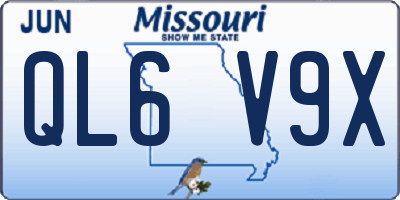 MO license plate QL6V9X