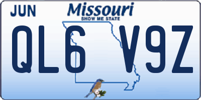 MO license plate QL6V9Z