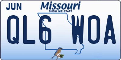 MO license plate QL6W0A