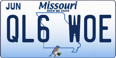 MO license plate QL6W0E