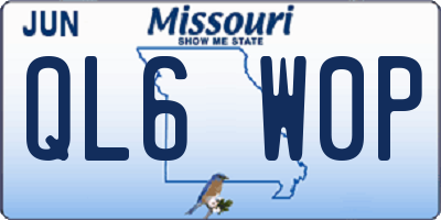 MO license plate QL6W0P