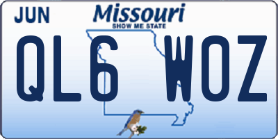 MO license plate QL6W0Z