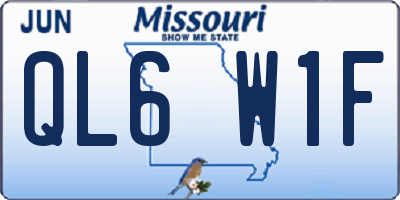 MO license plate QL6W1F
