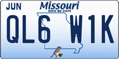 MO license plate QL6W1K