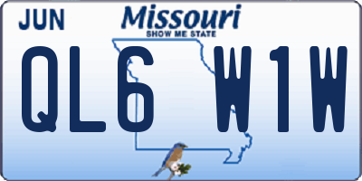 MO license plate QL6W1W