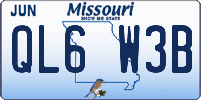 MO license plate QL6W3B
