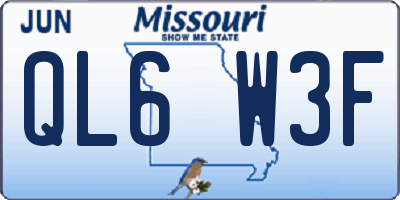 MO license plate QL6W3F