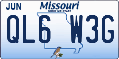 MO license plate QL6W3G