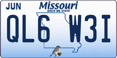 MO license plate QL6W3I