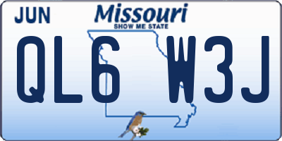 MO license plate QL6W3J