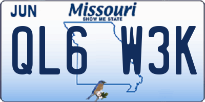 MO license plate QL6W3K