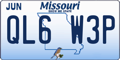 MO license plate QL6W3P