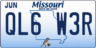 MO license plate QL6W3R