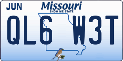 MO license plate QL6W3T