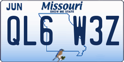 MO license plate QL6W3Z
