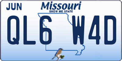 MO license plate QL6W4D
