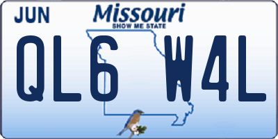 MO license plate QL6W4L