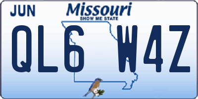 MO license plate QL6W4Z