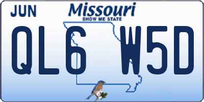 MO license plate QL6W5D