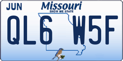 MO license plate QL6W5F