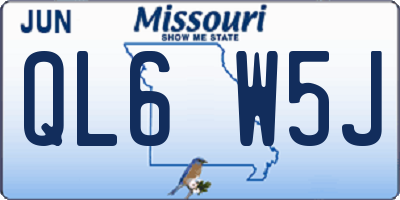 MO license plate QL6W5J