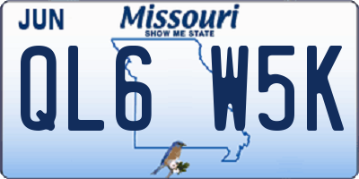 MO license plate QL6W5K